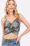 Printed Ruched Cami Crop Top