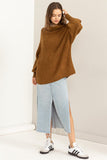 Pale Brown Colored Long Sleeve Oversized Turtleneck