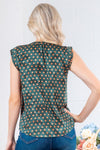 Hunter Green Polka Dot V-Neck Top