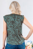 Hunter Green Polka Dot V-Neck Top