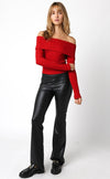 Red Off Shoulder Long Sleeve Top