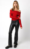 Red Off Shoulder Long Sleeve Top