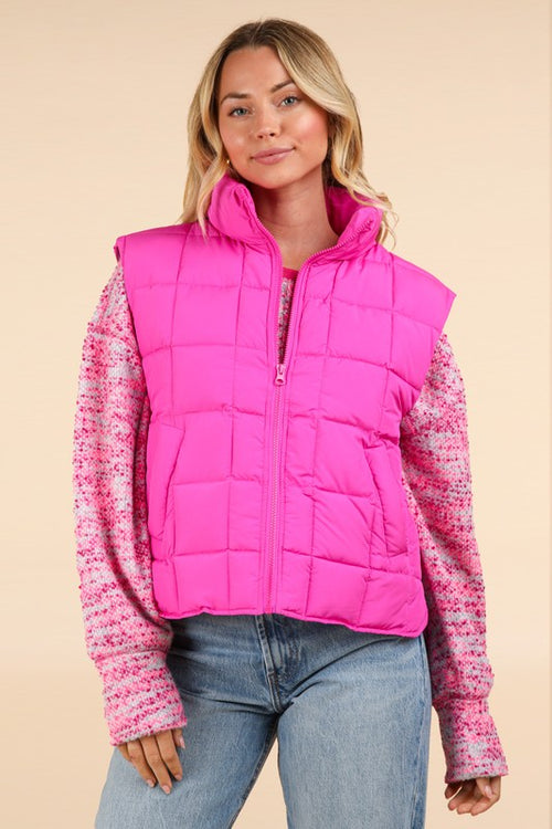 Fuchsia Puffer Padded warm Vest