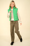 Kelly Green Solid Puffer Padded Warm Vest