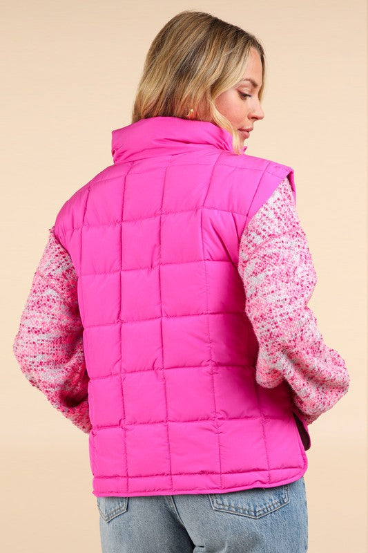 Fuchsia Puffer Padded warm Vest