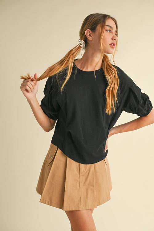 Black Tiered Sleeve Knit Top