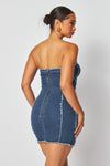 Distressed Denim Mini Tube Dress