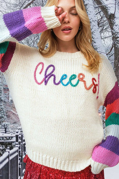 Cheers Sparkle Color Block Sweater