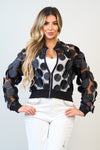Black Petal Mesh Bomber Jacket