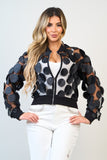 Black Petal Mesh Bomber Jacket