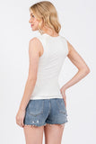 White Double Layer V-Neck Tank