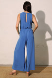 Blue Matte Sleeveless Bubble Jumpsuit