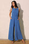 Blue Matte Sleeveless Bubble Jumpsuit