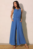 Blue Matte Sleeveless Bubble Jumpsuit