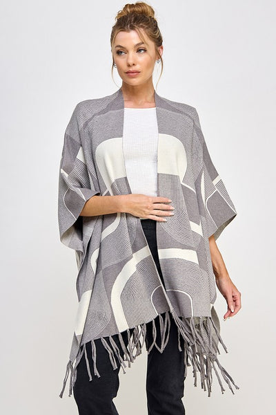 Silver Geo Fringe Poncho