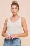 Ivory Knit Button Front Tank