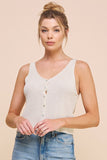 Ivory Knit Button Front Tank