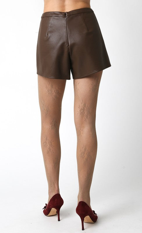 Brown leather Shorts