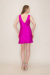 Fuchsia Satin Jacquard Mini Dress