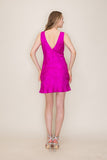Fuchsia Satin Jacquard Mini Dress