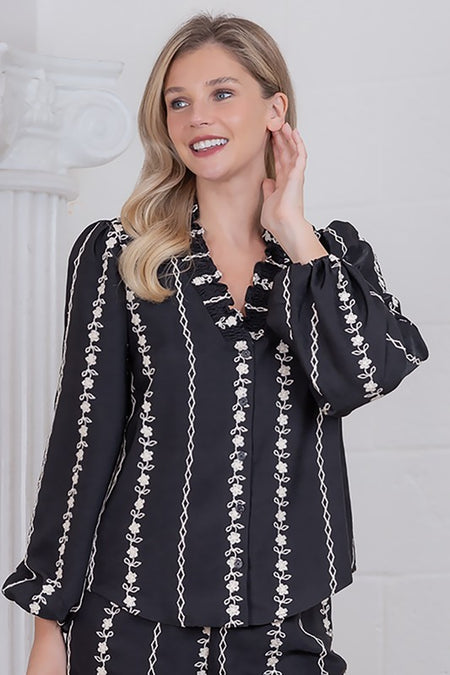 Black Washed Poly Silk Blouse