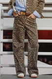 Leopard Print Wide Leg Jeans