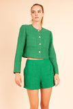 Emerald Tweed Cropped Jacket