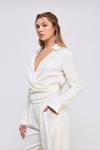 Satin Cream Tie Wrap Shirt