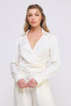 Satin Cream Tie Wrap Shirt
