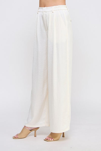 Butter Cream Crinkle Satin Pant