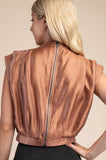 Mocha Mock Neck Back Zipper Top