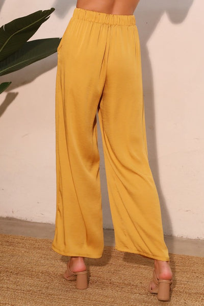 Mustard Poly Silk Pants
