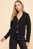 Black Knit Collared Cardigan