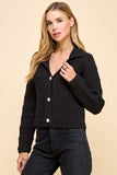 Black Knit Collared Cardigan