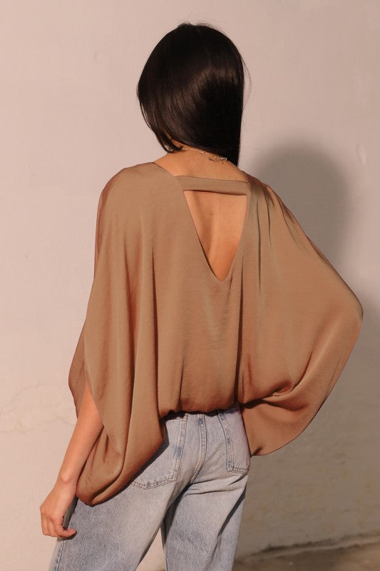 Cafe Washed Caftan Top with Back Band