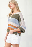 Fern Striped Notched Collar Sweater