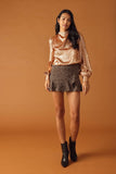 Brown Tweed Ruffle Skirt