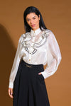 Sheer Woven Long Sleeve Blouse