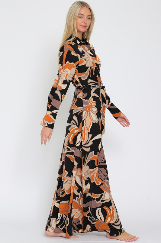 Long Sleeve Wrap Maxi Dress
