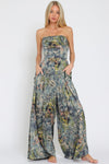 Navy Multi Print Tube Tie Jumpsuit