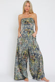 Navy Multi Print Tube Tie Jumpsuit