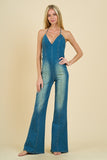 Backless Denim Jumpsuit