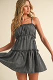 Grey Tiered Ruffle Mini Dress