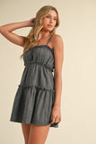 Grey Tiered Ruffle Mini Dress
