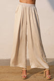 Ivory Lux Stretch Satin Wide Leg Pants