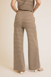 Brown Striped Short Sleeve Pant Set