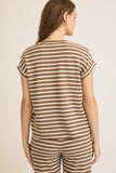 Brown Striped Short Sleeve Pant Set