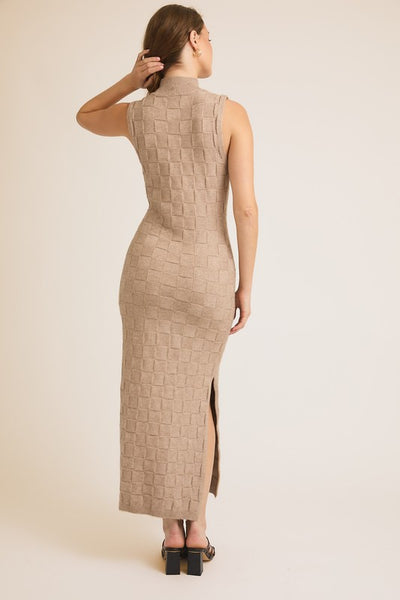 Mocha Mock Neck Knit Maxi Dress