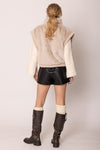 Beige Faux Fur Ribbed Sleeveless Vest