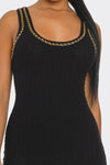 Black Knit Chain Collar Dress